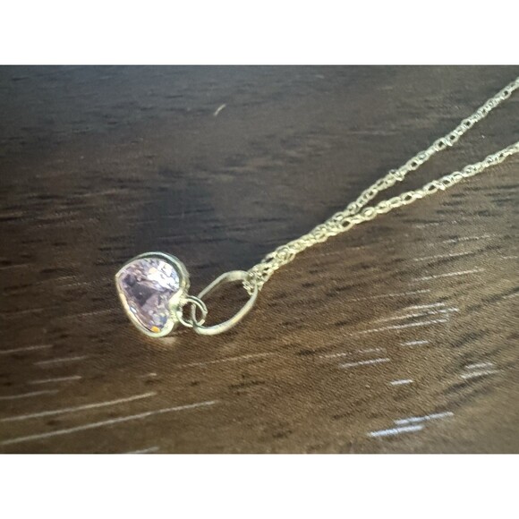 14K Solid Gold Minimalist 19” Chain 0.7mm with Dainty Pink Zircon Pendant - Picture 11 of 15